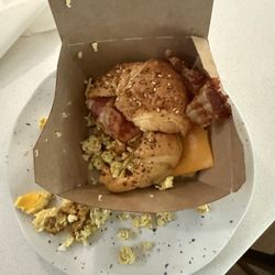 Tim Hortons - Scrambled egg everything croissant sandwich with bacon