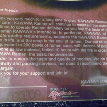 Kawawa Japanese Ramen - I don't think this message to customers worked its charm on anyone. - Sushi Bars Near Me - Burnaby, British Columbia Kawawa Japanese Ramen - I don't think this message to customers worked its charm on anyone. - Sushi Bars Near Me - Burnaby, British Columbia