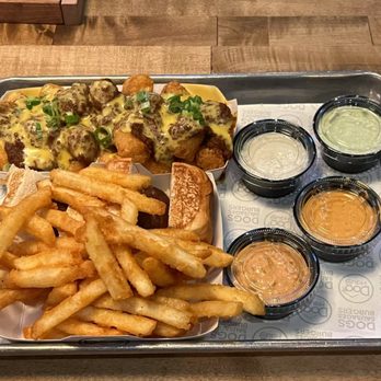 Dog Haus Biergarten - Hot Dog Sliders Kids Meal $10.99 and Chili Cheese Tots $6.99 - Burgers Near Me - Pasadena, California