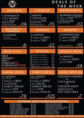 Menu photo 1 Colonel Wings Bowmanville, ON