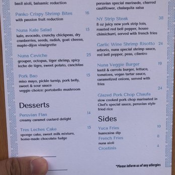Nuna Kitchen & Bar - Menu - International Near Me - Toronto, Ontario