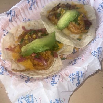 Paradise Beach - Spicy Garlic Shrimp Tacos - Mexican Near Me - Cozumel, ROO