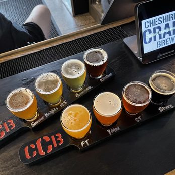 Cheshire Craft Brewing - a flight of craft beers - Breweries Near Me - Cheshire, Connecticut Cheshire Craft Brewing - a flight of craft beers - Breweries Near Me - Cheshire, Connecticut
