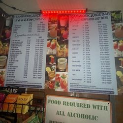 Alcohol menu