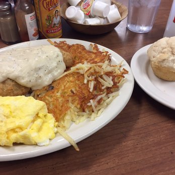 Cook's Cafe - Chicken fried steak, scrambled eggs and hash browns with homemade biscuit baked in a muffin tin - Diners Near Me - Lincoln, Nebraska Cook's Cafe - Chicken fried steak, scrambled eggs and hash browns with homemade biscuit baked in a muffin tin - Diners Near Me - Lincoln, Nebraska