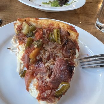 Giordano's - Deep dish "Meat and more meat" pizza with spicy peppers added - Pizza Near Me - Denver, Colorado