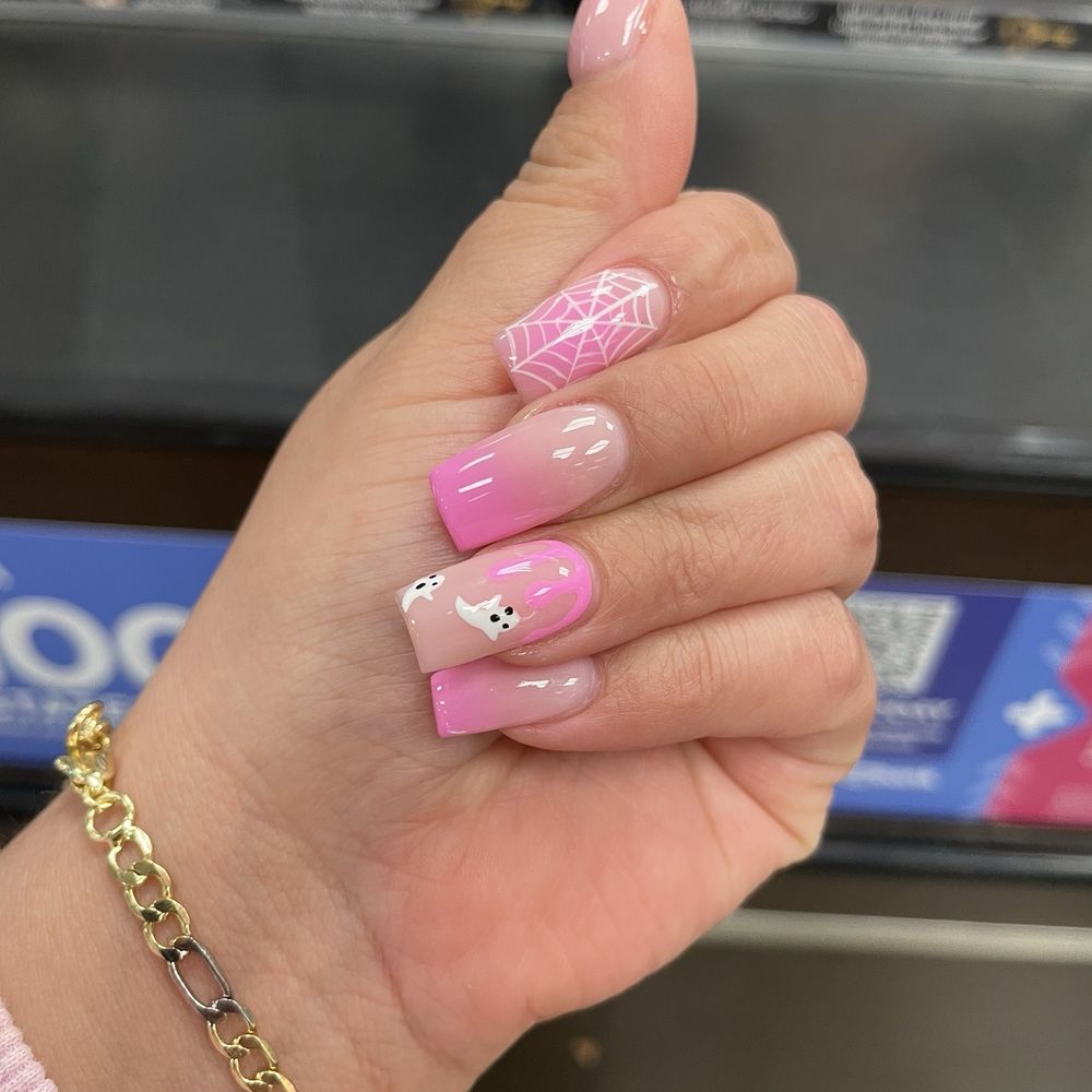 Pink Halloween nails by DANIEL