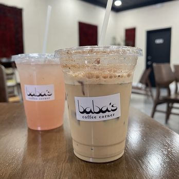 Baba's Coffee Corner - Babas Latte and Pomegranate Refresher - Coffee & Tea Near Me - Orange, California Baba's Coffee Corner - Babas Latte and Pomegranate Refresher - Coffee & Tea Near Me - Orange, California