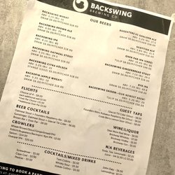 Backswing Brewing- Omaha - Menu.