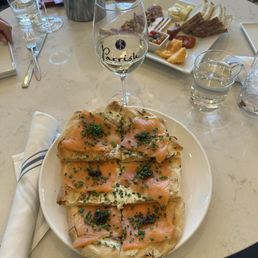 Smoked salmon flatbread & charcuterie board Smoked salmon flatbread & charcuterie board
