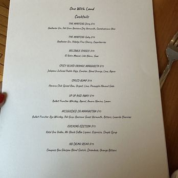 One With Land - Cocktail menu - New American Near Me - Pine Bush, New York One With Land - Cocktail menu - New American Near Me - Pine Bush, New York