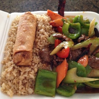 Thai Panda - Lunch special:  Szechuan beef with fried rice and eggroll. - Thai Near Me - Aurora, Colorado