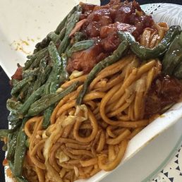 Green Bean/ Chicken, Orange Chicken, LoMein and Fried Rice