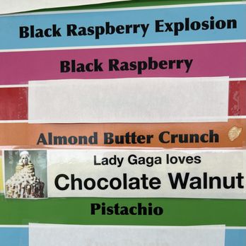Dunne's Ice Cream - Flavors sign showing what Lady Gaga ordered! - Ice Cream & Frozen Yogurt Near Me - York, Maine Dunne's Ice Cream - Flavors sign showing what Lady Gaga ordered! - Ice Cream & Frozen Yogurt Near Me - York, Maine