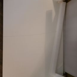 Photo 1: crack in desk. Photo 2: email inbox full
