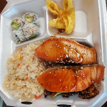 Ninja Express - The person that was with me ordered this salmon that came with a California roll and a crab Rangoon. I don't remember the name of the dish - Sushi Bars Near Me - Wabash, Indiana