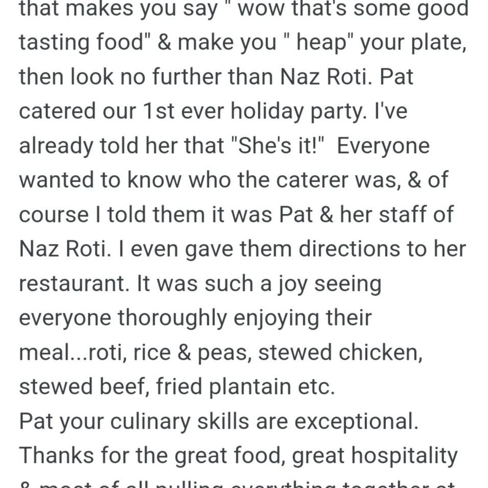 NAZ  ROTI/ Delicious Carribbean Cuisine