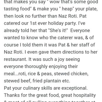 Naz Roti Palace - NAZ  ROTI/ Delicious Carribbean Cuisine - Trinidadian Near Me - Miramar, Florida