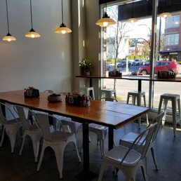 Seating area is bright