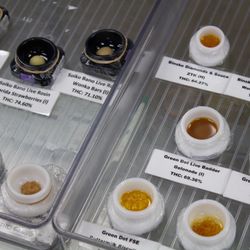 Green Dot Labs Live Rosin and Soiku Bano Live rosin and live badder grams on display at Life Flower Rino. Large selection of concentrates