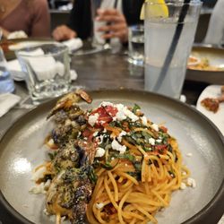 The Rec Room - Sundried tomato & goat cheese pasta with shrimp