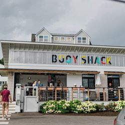 Buoy Shack - Exterior. We had a dark rain cloud overhead that didn't actually produce anything, luckily.