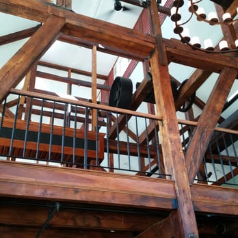 Basecamp Brewing - Looking up to the events room (really the whole second floor) from the bar. - Brewpubs Near Me - Lincoln, New Hampshire