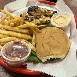 The Lazy Chicken - Grilled Chicken Sandwich and French Fries