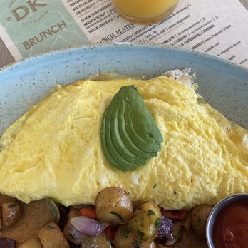 Driftwood Kitchen - Crab Omelette and orange juice - Seafood Near Me - Laguna Beach, California