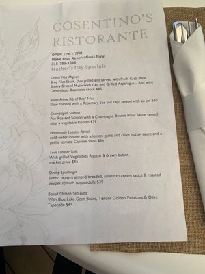 Menu photo 5 Cosentino's Ristorante Geneva, NY