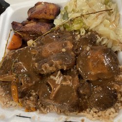 Reggae Vybz - Small Oxtails And Rice, Cabbage, and Plantains