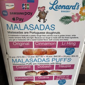 Leonard's Bakery - Menu 5/2026 - Bakeries Near Me - Honolulu, Hawaii