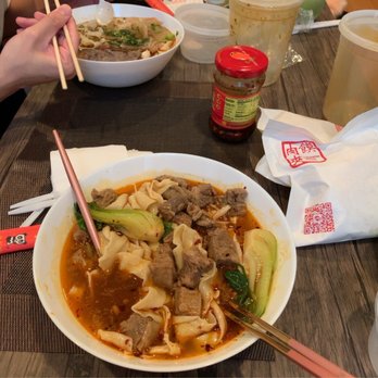 Dun Huang - Soy and Wine braised beef noodle (front). Signature Lanzhou beef noodle (back) - Noodles Near Me - Brooklyn, New York Dun Huang - Soy and Wine braised beef noodle (front). Signature Lanzhou beef noodle (back) - Noodles Near Me - Brooklyn, New York