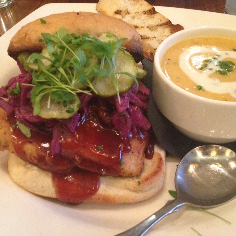 Benson Brewery - BBQ Fried Tofu Burger and Butternut Squash soup - Gastropubs Near Me - Omaha, Nebraska Benson Brewery - BBQ Fried Tofu Burger and Butternut Squash soup - Gastropubs Near Me - Omaha, Nebraska