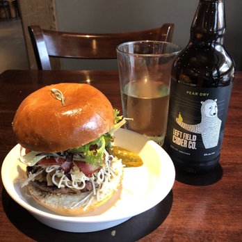 Mile One Eating House - Mile One burger with Pear Cider - Burgers Near Me - Pemberton, British Columbia Mile One Eating House - Mile One burger with Pear Cider - Burgers Near Me - Pemberton, British Columbia