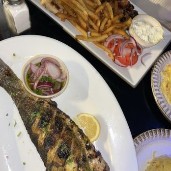 Meltemi - Branzino and Pork Souvlaki Platter - Mediterranean Near Me - Ridgewood, New Jersey