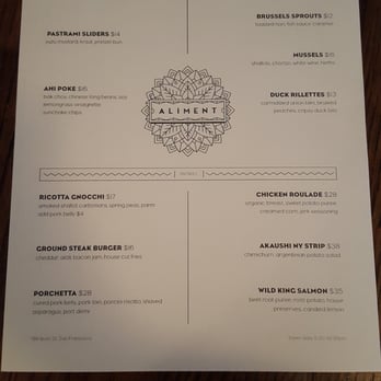Aliment - Menu - New American Near Me - San Francisco, California
