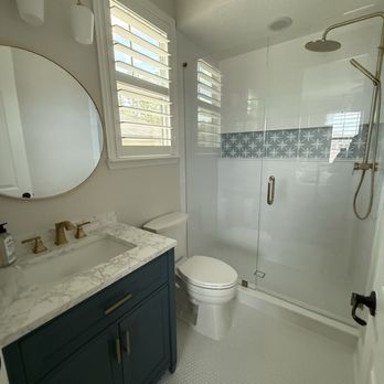 Talent Wood Floors - Guest bath, all the beautiful floor and wall tile done by Talent Wood Floors (in addition to demo'ing the old bathroom) - Flooring Near Me - Saint Johns, Florida Talent Wood Floors - Guest bath, all the beautiful floor and wall tile done by Talent Wood Floors (in addition to demo'ing the old bathroom) - Flooring Near Me - Saint Johns, Florida