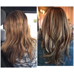 Before & After a refreshing balayage with a toner and a sweet blow out!!! WOW what a difference!