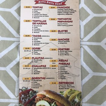 Betty's Tortas - the menu for the restaurant - Mexican Near Me - Brownsville, Texas Betty's Tortas - the menu for the restaurant - Mexican Near Me - Brownsville, Texas