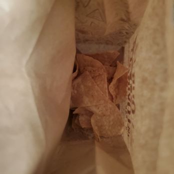 Chipotle Mexican Grill - This is what you get when you order a regular size bag of chips. Literally 15 chips is all I got. Disappointing. - Fast Food Near Me - South Jordan, Utah