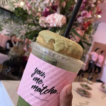 Holy Matcha - Matcha latte and a matcha donut (~$9 total)! I put the donut on top of my cup for convenience sake. It does not come like this regularly. - Tea Rooms Near Me - San Diego, California Holy Matcha - Matcha latte and a matcha donut (~$9 total)! I put the donut on top of my cup for convenience sake. It does not come like this regularly. - Tea Rooms Near Me - San Diego, California