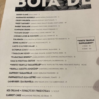 Boia De - Menu - Italian Near Me - Miami, Florida Boia De - Menu - Italian Near Me - Miami, Florida