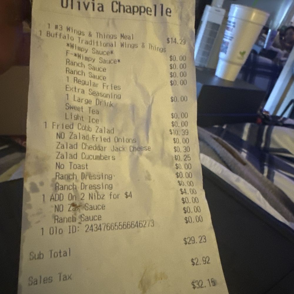 Zaxbys - My receipt from the restaurant - Chicken Wings Near Me - Richmond, Virginia Zaxbys - My receipt from the restaurant - Chicken Wings Near Me - Richmond, Virginia