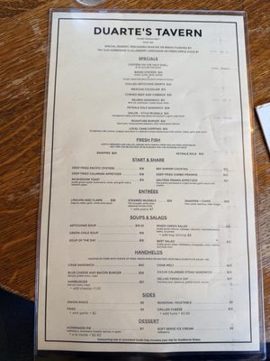 Menu photo 4 Duarte's Tavern Pescadero, CA Menu photo 4 Duarte's Tavern Pescadero, CA
