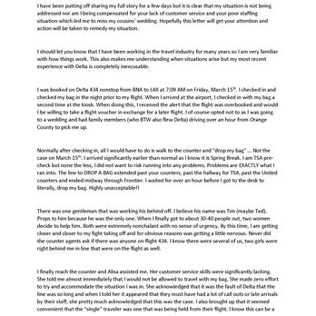 Delta Air Lines - Page 1 of letter to Delta/Issues encountered - Airlines Near Me - Nashville, Tennessee Delta Air Lines - Page 1 of letter to Delta/Issues encountered - Airlines Near Me - Nashville, Tennessee
