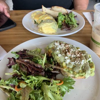 Egghead Cafe - Avocado toast with greens and hubby had Popeye omelet - Coffee & Tea Near Me - Honolulu, Hawaii Egghead Cafe - Avocado toast with greens and hubby had Popeye omelet - Coffee & Tea Near Me - Honolulu, Hawaii