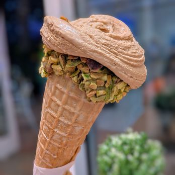 Bacio Di Latte - The caffè & caramellatte flavor was paired with one of crunchy pistachios. - Gelato Near Me - Irvine, California