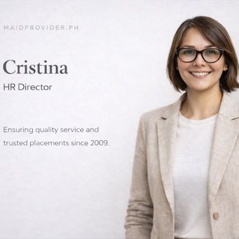 MaidProvider.ph - Cristina, HR Director at MaidProvider.ph.
She oversees recruitment and helps ensure every placement meets our standards of professionalism. - Nanny Services Near Me - Pasay City, NCR