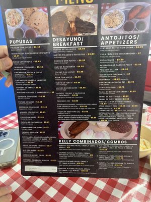 Menu photo 1 Kelly Pupuseria Houston, TX
